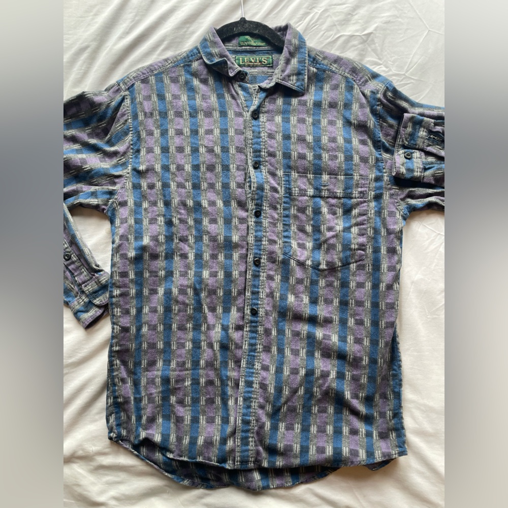 Levi's Blue and Purple Plaid Button-Up Shirt - Sm